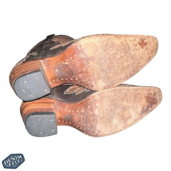 CORRAL WOMENS FLOR DE LIS WINGS BROWN LEATHER SEQUIN WESTERN COWBOY BOOTS - Picture 10 of 16